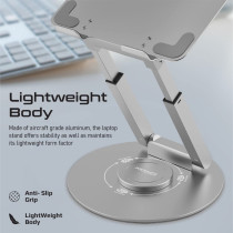 Promate Laptop Stand, Adjustable Sit To Stand Aluminum Laptop Riser With Anti-Slip Pads,Extendable Height And Portability For Macbook Pro, Deskmate-6