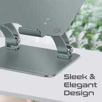 Promate Laptop Stand, Ergonomic Aluminum Alloy Sit To Stand Laptop Riser With Anti-Slip Pads, Deskmate-7