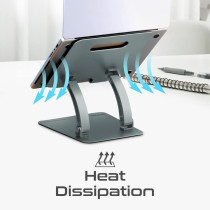 Promate Laptop Stand, Ergonomic Aluminum Alloy Sit To Stand Laptop Riser With Anti-Slip Pads, Deskmate-7