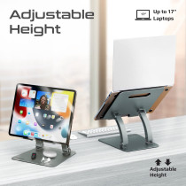 Promate Laptop Stand, Ergonomic Aluminum Alloy Sit To Stand Laptop Riser With Anti-Slip Pads, Deskmate-7