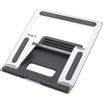 Promate Laptop Stand, Ergonomic Aluminum Multi-Level Notebook Stand Up To 17 Inches With Anti-Slip Pads, Deskmate-5 (Silver)