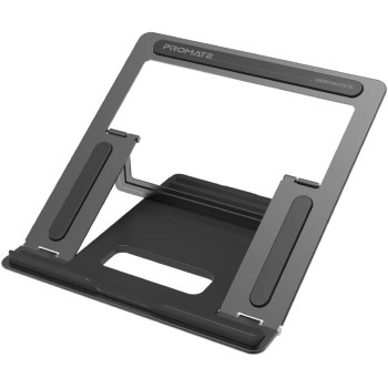 Promate Laptop Stand, Ergonomic Aluminum Multi-Level Notebook Stand Up To 17 Inches With Anti-Slip Pads, Deskmate-5 (Grey)