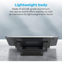 Promate Laptop Stand, Ergonomic Aluminum Multi-Level Notebook Stand Up To 17 Inches With Anti-Slip Pads, Deskmate-5 (Grey)