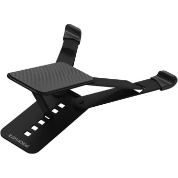 Promate Laptop Stand, Ergonomic Aluminum Multi-Level Notebook Stand With Anti-Slip Pads, Optimized Air Ventilation - Black