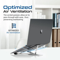 Promate Laptop Stand, Ergonomic Aluminum Multi-Level Notebook Stand With Anti-Slip Pads, Optimized Air Ventilation - Grey