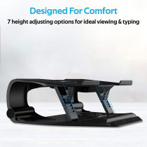 Promate Adjustable Laptop Cooling Pad, Foldable Silent Cooler Fan Stand With Large Illuminated Led Light, Frostbase Black