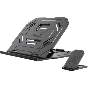 Promate Laptop Stand, 2-In-1 Foldable Laptop And Smartphone Riser Stand With 360 Degree Rotatable Base, Procooler-1