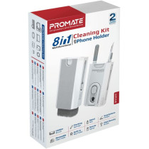 Promate Cleaner Set, 8-In-1 Electronic Cleaner Kit With, High-Density Brush,Sponge,Cloth, Spray Bottle, Key Puller,Phone Holder, Shinekit