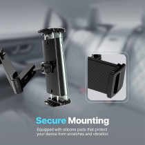 Promate Car Headrest Mount Holder, Universal 360 Degree Rotating Adjustable Phone/Tablet Holder For Ipad Pro,Iphone 13,Tripmount