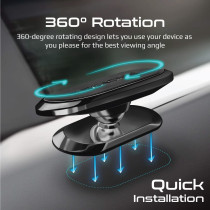 Promate Magnetic Car Phone Holder, Universal Cradleless Stick-On Dashboard Mount With Anti-Slip Grip Magnetto-3 Black