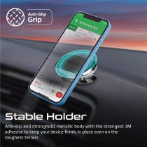 Promate Magnetic Car Phone Holder, Universal Cradleless Stick-On Dashboard Mount With Anti-Slip Grip Magnetto-3 Black