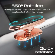 Promate Magnetic Car Phone Holder, Universal Cradleless Stick-On Dashboard Mount With Anti-Slip Grip Magnetto-3 Rose Gold