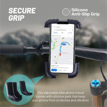 Promate Bike Phone Holder, 360 Degree Rotatable Anti-Shake Bicycle Phone Mount Holder With Anti-Slip Grip, Bikemount-2