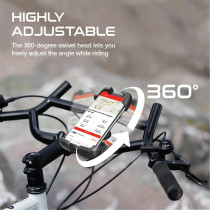 Promate Motorcycle Phone Holder, Adjustable 360 Degree Rotation Bike Phone Mount With Slip-Proof Grip, Quick Locking System And Reduced Vibration, Bikemount Black