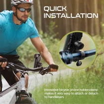 Promate Motorcycle Phone Holder, Adjustable 360 Degree Rotation Bike Phone Mount With Slip-Proof Grip, Quick Locking System And Reduced Vibration, Bikemount Black