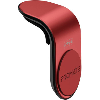 Promate Ac Vent Phone Holder, Universal Air Vent Magnetic Holder Phone Car Mount For Smartphones, Gps, Airgrip-3 Red