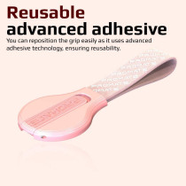 Promate Finger Strap Phone Holder, Multifunction Finger Grip Stand With Reusable Adhesive For Smartphones And Tablets, Kickstrap-1 Pink