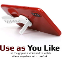 Promate Finger Strap Phone Holder, Multifunction Finger Grip Stand For Smartphones And Tablets, Kickstrap-1 White