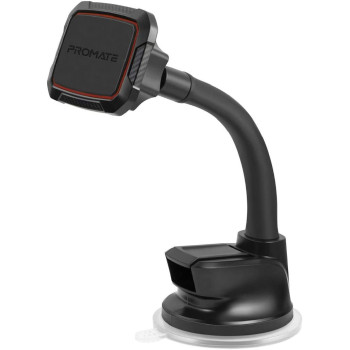Promate Magnetic Windshield Car Phone Holder, Super-Strong Magnetic Dashboard Car Phone Holder For Smartphones,Garmin,Magmount-6 Maroon