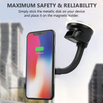 Promate Magnetic Windshield Car Phone Holder, Super-Strong Magnetic Dashboard Car Phone Holder For Smartphones,Garmin,Magmount-6 Maroon