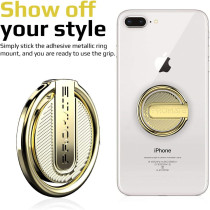 Promate Finger Ring Stand, Multifunction Kickstand Ring Phone Holder For Smartphones, Ipod, Ipad, Ringrip-1 Gold