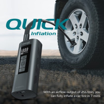 Promate Portable Air Compressor, 4-In-1 Compact Electric Air Pump With 6000Mah Power Bank, Usb-Powered Smartphones, Aerify