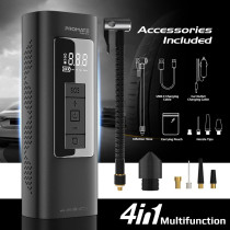 Promate Portable Air Compressor, 4-In-1 Compact Electric Air Pump With 6000Mah Power Bank, Usb-Powered Smartphones, Aerify