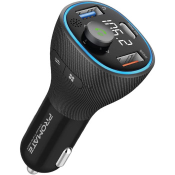 Promate Wireless Fm Transmitter, In-Car Bluetooth V5.1 Transmitter Car Kit With 20W Usb-C Power Delivery, Powertune-38W