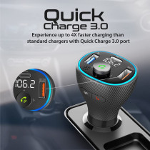 Promate Wireless Fm Transmitter, In-Car Bluetooth V5.1 Transmitter Car Kit With 20W Usb-C Power Delivery, Powertune-38W