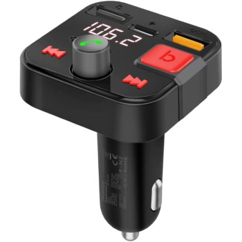 Promate Wireless Fm Transmitter, In-Car Bluetooth V5.1 Transmitter Car Kit With 18W Qualcomm Qc 3.0,Powertune-30W
