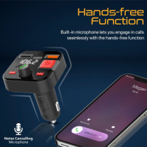 Promate Wireless Fm Transmitter, In-Car Bluetooth V5.1 Transmitter Car Kit With 18W Qualcomm Qc 3.0,Powertune-30W