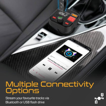 Promate Wireless Fm Transmitter, In-Car Bluetooth V5.1 Transmitter Car Kit With 18W Qualcomm Qc 3.0,Powertune-30W