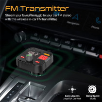 Promate Wireless Fm Transmitter, In-Car Bluetooth V5.1 Transmitter Car Kit With 18W Qualcomm Qc 3.0,Powertune-30W