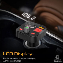 Promate Wireless Fm Transmitter, In-Car Bluetooth V5.1 Transmitter Car Kit With 18W Qualcomm Qc 3.0,Powertune-30W