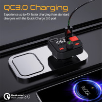 Promate Wireless Fm Transmitter, In-Car Bluetooth V5.1 Transmitter Car Kit With 18W Qualcomm Qc 3.0,Powertune-30W