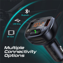 Promate Wireless Fm Transmitter, In-Car Bluetooth V5.1 Transmitter Car Kit With 18W Quick Charge 3.0 Port, Smartune-4