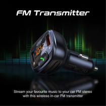 Promate Wireless Fm Transmitter, In-Car Bluetooth V5.1 Transmitter Car Kit With 18W Quick Charge 3.0 Port, Smartune-4