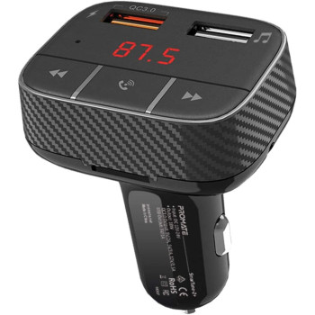 Promate Wireless Bluetooth Fm Modulator, Multi-Function Compact Car Audio Adapter With Qualcomm Qc 3.0, Smartune-2+