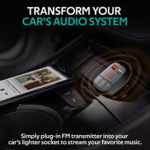 Promate Wireless Bluetooth Fm Modulator, Multi-Function Compact Car Audio Adapter With Qualcomm Qc 3.0, Smartune-2+