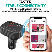 Promate Wireless Bluetooth Fm Modulator, Multi-Function Compact Car Audio Adapter With Qualcomm Qc 3.0, Smartune-2+