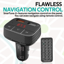 Promate Wireless Bluetooth Fm Modulator, Multi-Function Compact Car Audio Adapter With Qualcomm Qc 3.0, Smartune-2+
