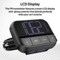 Promate Car Fm Transmitter, Wireless In-Car Radio Adapter Kit With Dual Usb Ports And Remote Control For Smartphones, Ezfm-2