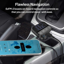 Promate Car Fm Transmitter, Wireless In-Car Radio Adapter Kit With Dual Usb Ports And Remote Control For Smartphones, Ezfm-2