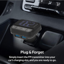 Promate Car Fm Transmitter, Wireless In-Car Radio Adapter Kit With Dual Usb Ports And Remote Control For Smartphones, Ezfm-2
