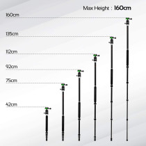 Promate Travel Tripod, Professional Aluminium 160Cm Tripod For Canon, Nikon, Dslr, Smartphones, Precise-160
