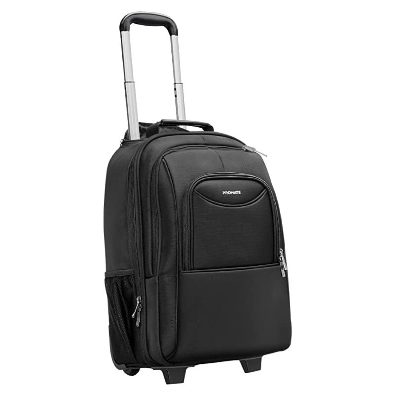 Promate Trolley Bag, Premium 2-In-1 Trolley Bag And Backpack With Secure Zippers For 16†Laptops,Macbooks,Ipad,Xps 13, Mogul-Tr