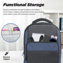 Promate Laptop Backpack, Lightweight Comfortable 15.6 Inch Laptop Backpack, Macbook Air, Ipad Air, Xps 13, Limber-Bp, Black