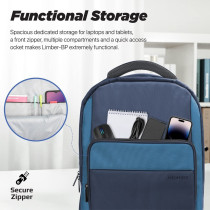 Promate Laptop Backpack, Lightweight Comfortable 15.6 Inch Laptop Backpack, Macbook Air, iPad Air, XPS 13, Limber-Bp, Blue