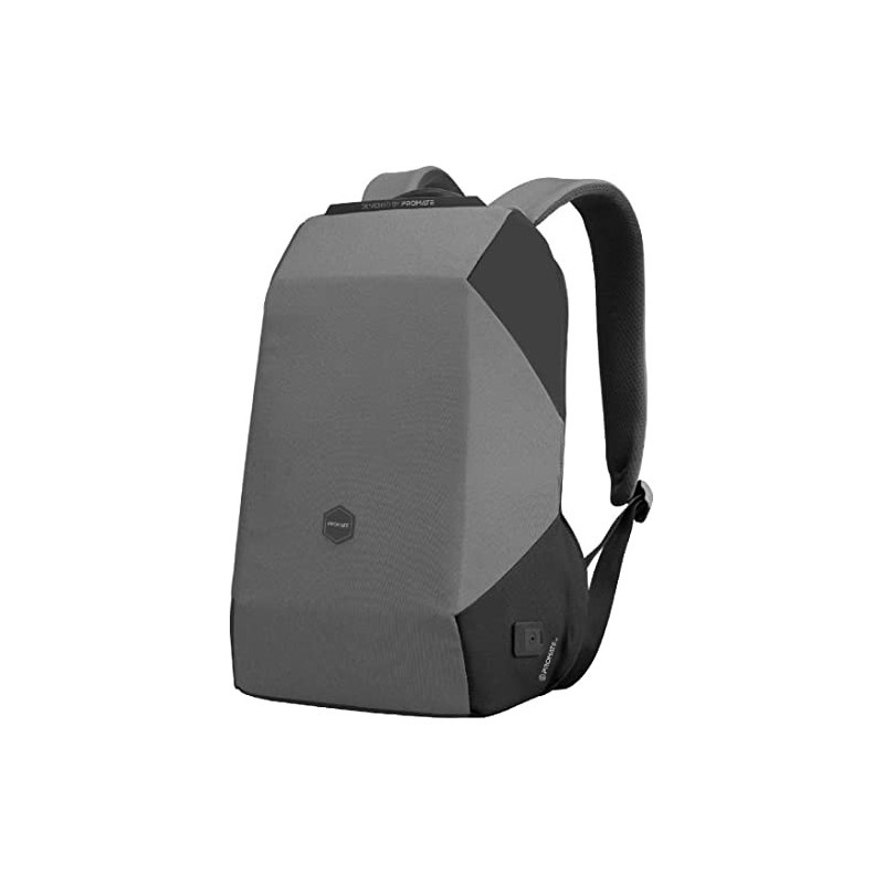 Promate Laptop Backpack, Premium Eco-Friendly Water-Resistant Backpack With Anti-Theft Zippers, Urbanpack-Bp Grey