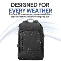 Promate Laptop Backpack, Multi-Storage Water-Resistant 17.3 Inch Laptop Bag With Anti-Theft Pockets, Trekpack-Bp - Black